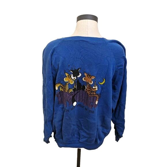 Vintage Miller Sweatshirt Drunk Cats XL "Are We Havin' Fun Yet?". Blue. - Picture 2 of 7